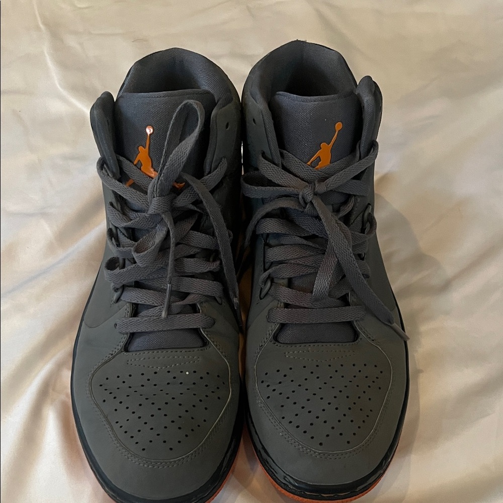 Jordan 1 Flight 3 Men's High-Top Sneakers in Dark Gray with Orange Jumpman